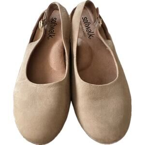 SoftWalk Beige Leather Slingback Flats Size 9.5 Comfort Shoes